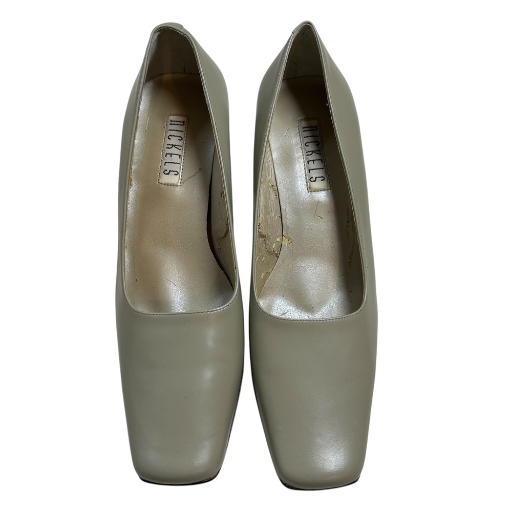 Rickels Beige Square Toe Block Heel Pumps –‎ Women's Size 8M